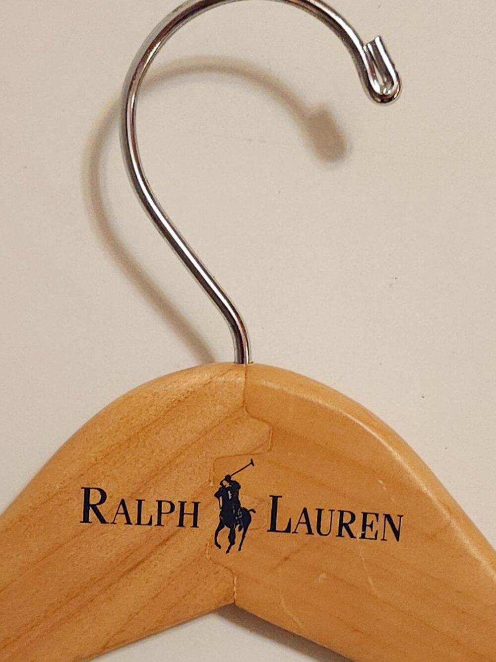 Ralph Lauren Brown Wooden Retail Store Curved Clothes Hanger